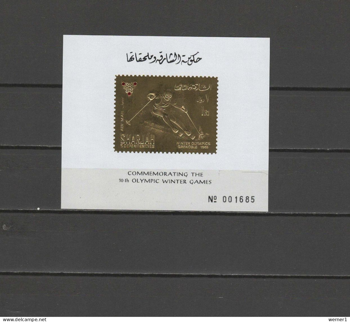 Sharjah 1968 Olympic Games Grenoble Gold S/s MNH - Winter 1968: Grenoble