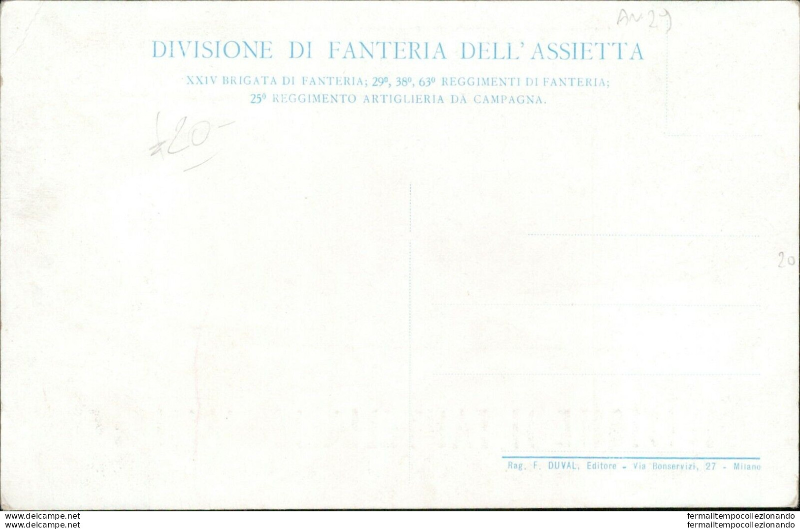 An29 Cartolina Militare Divisione Di Fanteria Dell'assietta Scollata - Regiments