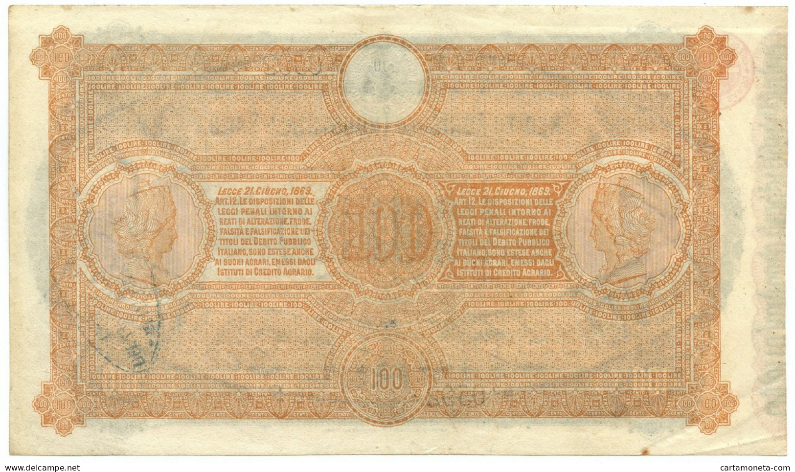 100 LIRE CREDITO AGRICOLO INDUSTRIALE SARDO 01/03/1874 SUP- - Other & Unclassified