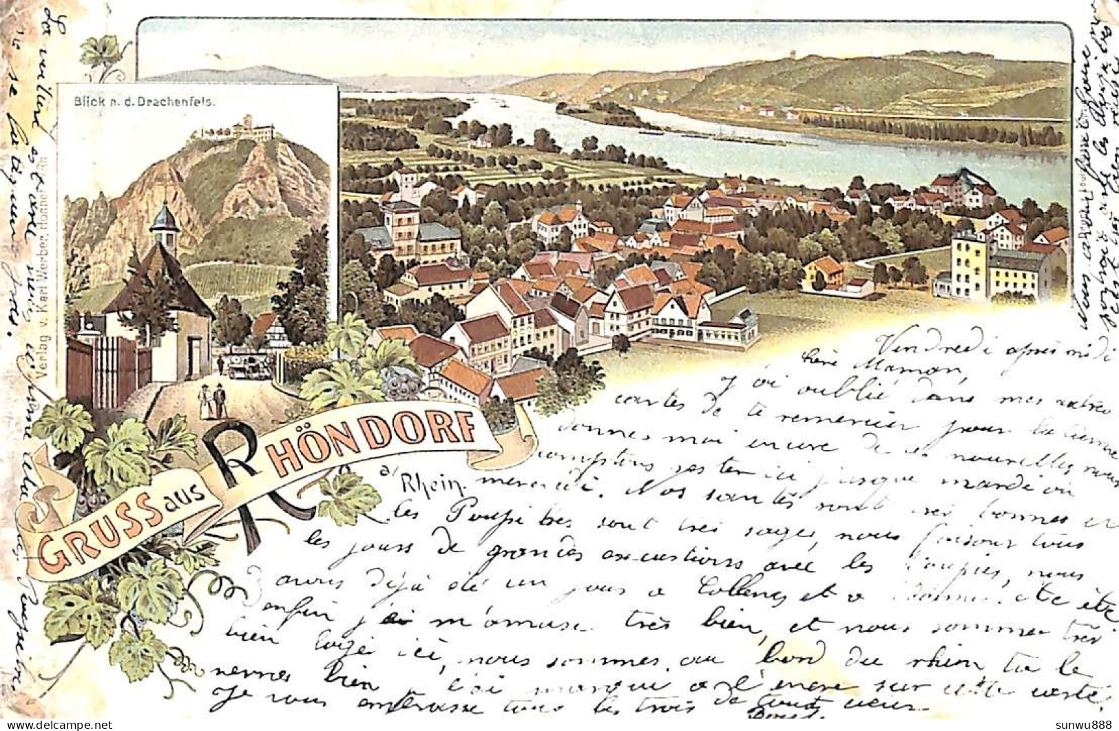 Gruss Aus Rhöndorf - Litho Verlag Karl Werber Colors 1898 - Röhndorf