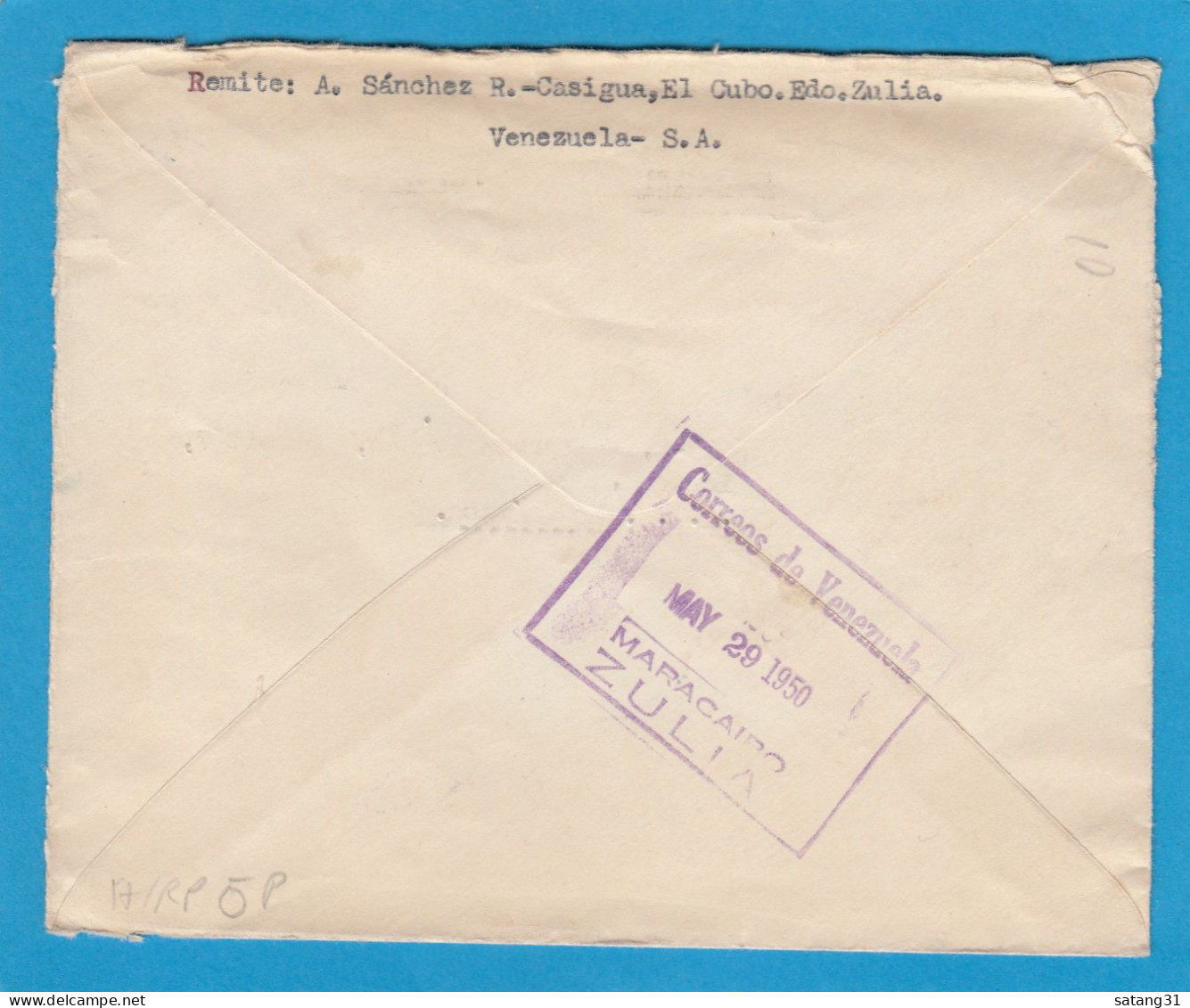 LETTRE PAR AVION DE MARACAIBO POUR DETROIT,U.S.A., CACHET "EL CENSO PRECISA DE LA COLABORACION CUIDA-DANA. ",1950. - Venezuela