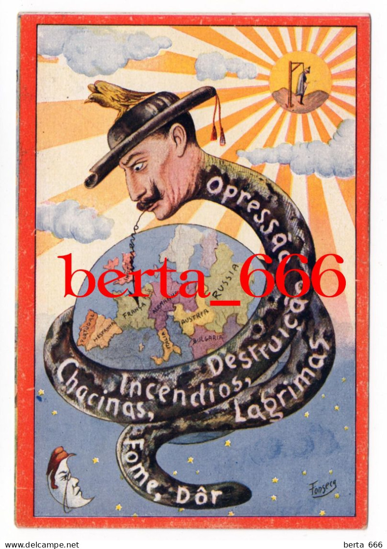 Ilustração Alusiva à Grande Guerra * Ilust. Fonseca * Circulado 1916 * Portugal * WWI - War 1914-18