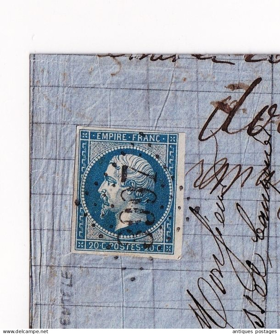 Lettre 1862 Comptoir De L'Escompte Tours Indre Et Loire Bastard & Cie Carcassonne Aude Timbre Napoléon III 20 Centimes - 1853-1860 Napoleon III