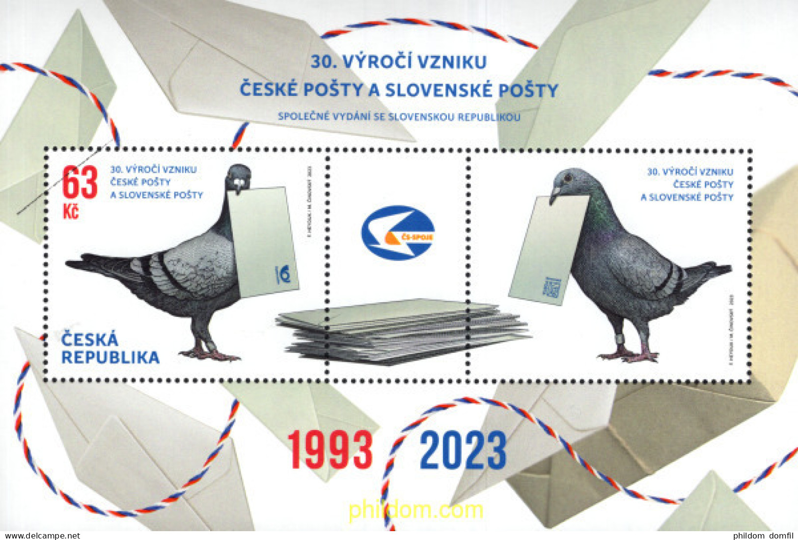 713184 MNH CHEQUIA 2023 30 AÑOS DEL CORREO CHECO Y ESLOVACO - Unused Stamps