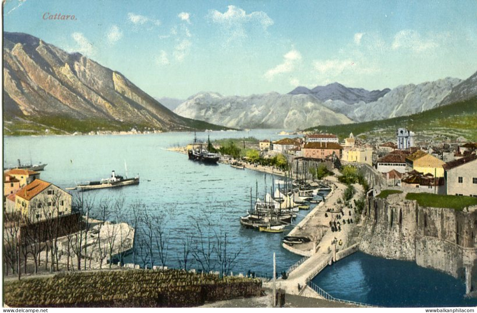 1910 Montenegro Kotor Postcard Lloyd SS Albanien To Austria - Montenegro