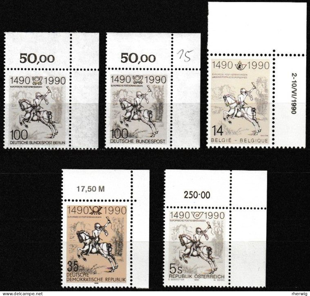 BRD, 1990, Nr.1445 , Gemeinschaftsausgabe Mit Berlin, DDR, Österreich Und Belgien "Postreiter-500 Jahre Post" - Lettres & Documents