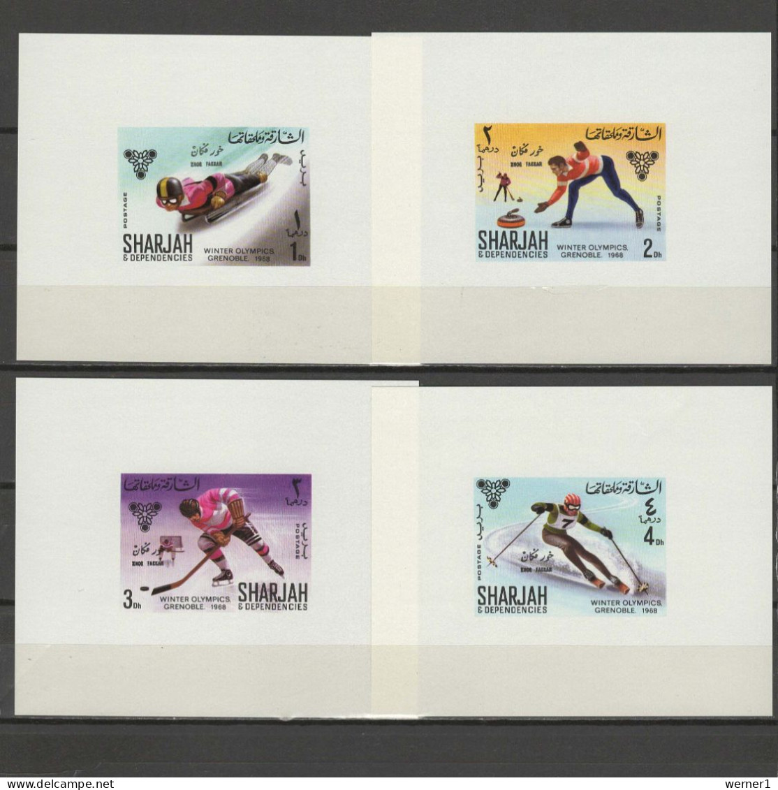Sharjah - Khor Fakkan 1968 Olympic Games Grenoble Set Of 7 S/s Imperf. MNH - Winter 1968: Grenoble