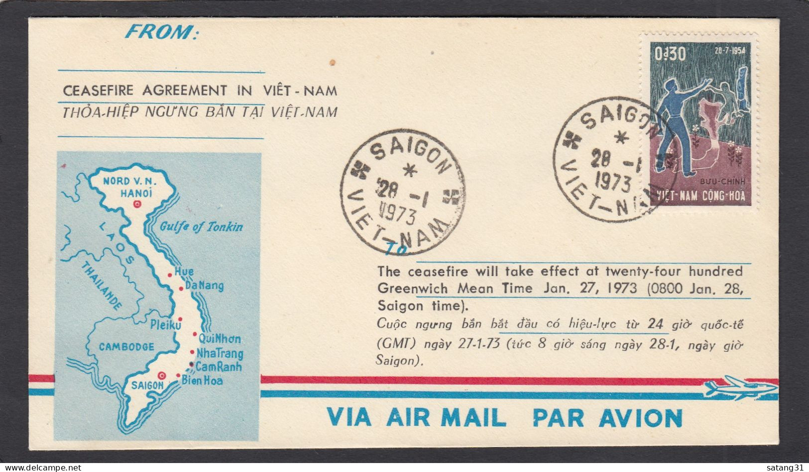 ACCORD DE CESSEZ LE FEU 27-1-1973, SAIGON ,VIETNAM DU SUD. - Vietnam