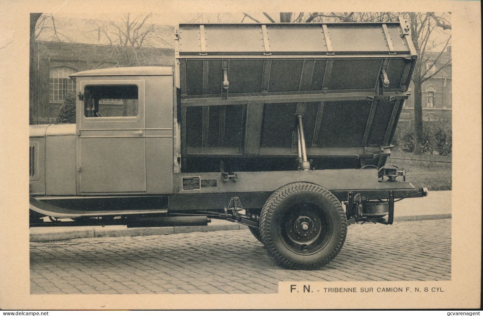 F.N. TRIBENNE SUR CAMION F.N. 8 CYL.  GR.FORMAAT  18 X 12 CM - Trucks, Vans &  Lorries