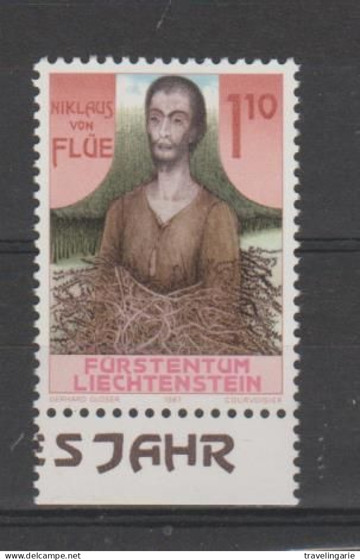 Liechtenstein 1987 500th Anniversary Of Nicholas Of Flue With Bottom Selvage ** MNH - Christianity