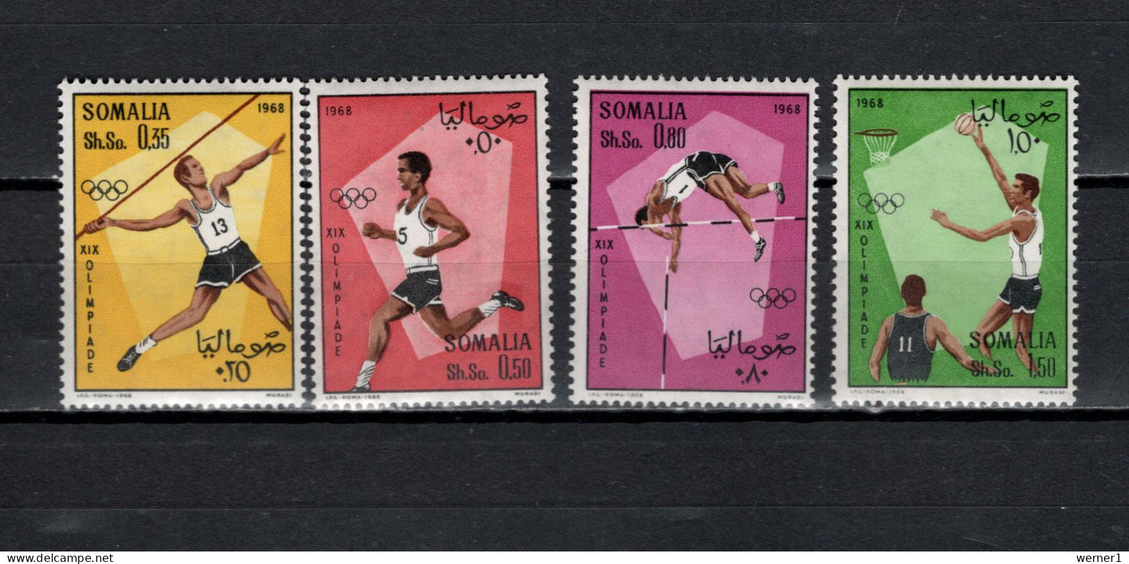 Somalia 1968 Olympic Games Mexico, Javelin, Athletics, Basketball Set Of 4 MNH - Summer 1968: Mexico City