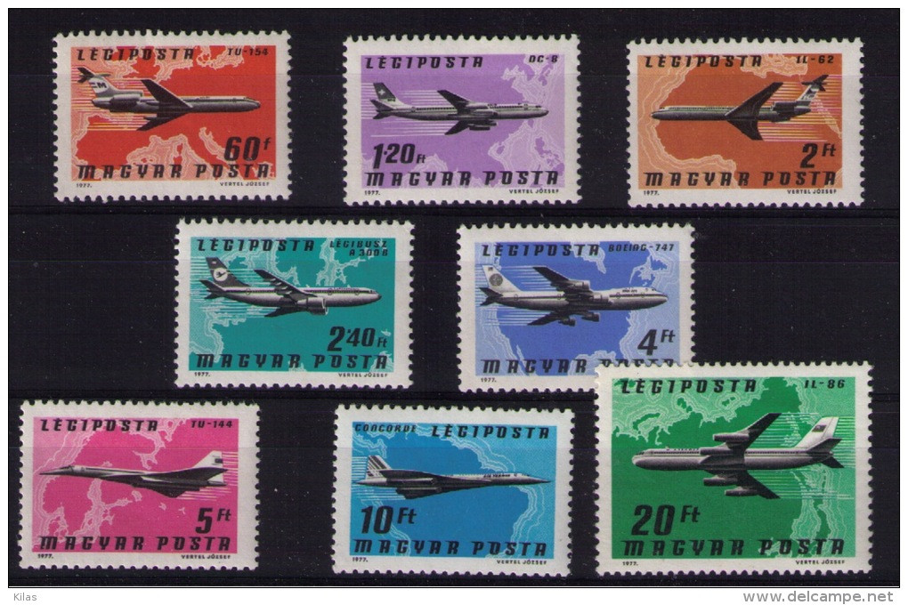 HUNGARY 1977 Aeroplanes, Maps MNH - Airplanes