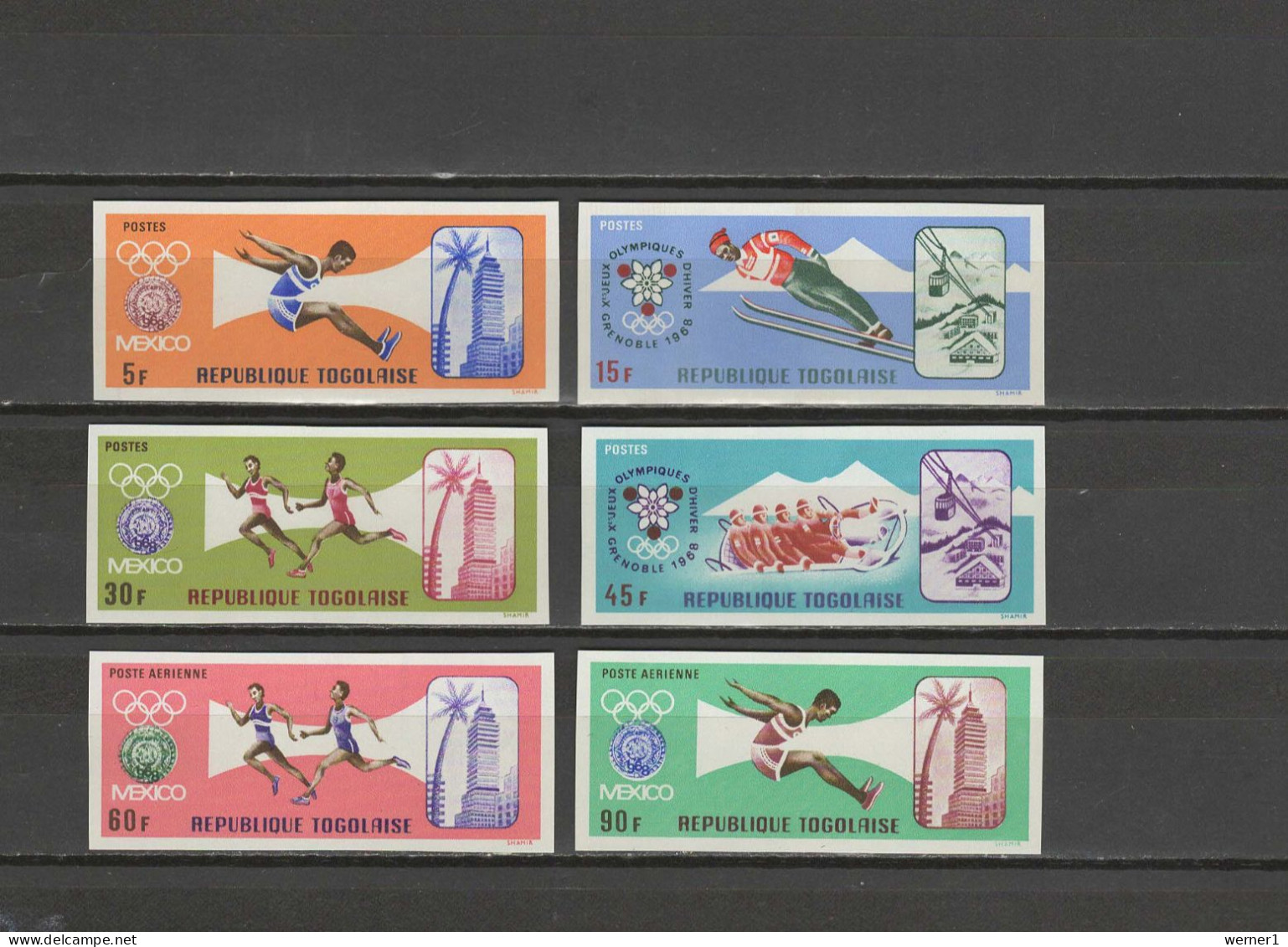 Togo 1967 Olympic Games Mexico / Grenoble, Athletics Etc. Set Of 6 Imperf. MNH -scarce- - Sommer 1968: Mexico