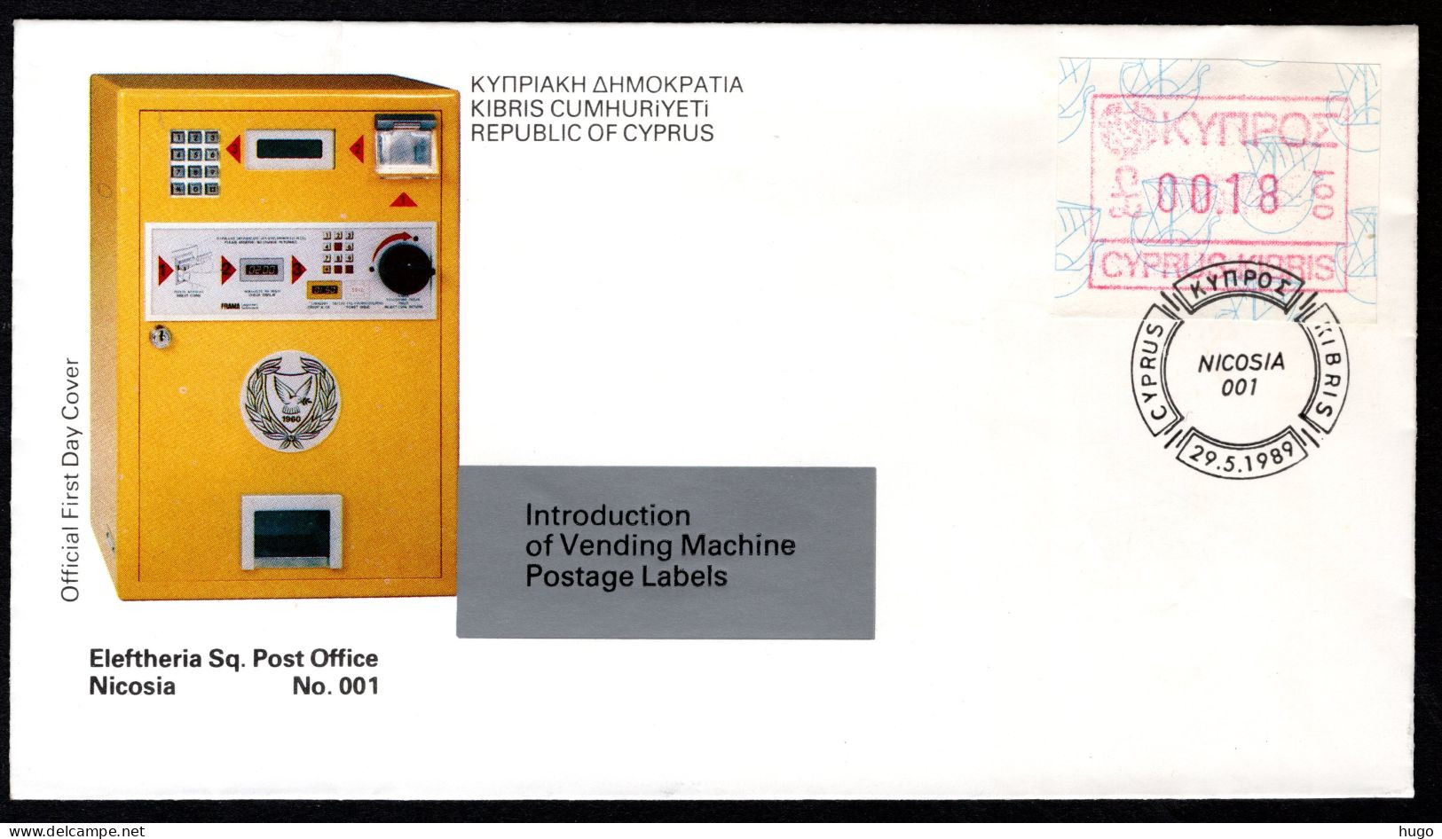 CYPRUS Yt. D1 ATM FDC 1989 - Unused Stamps