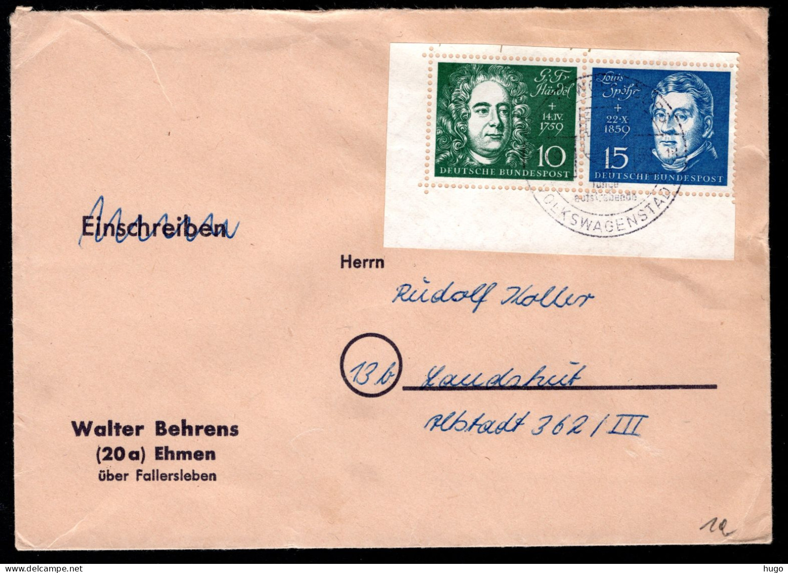 DUITSLAND Yt. 188/189 Brief 1959 - Lettres & Documents