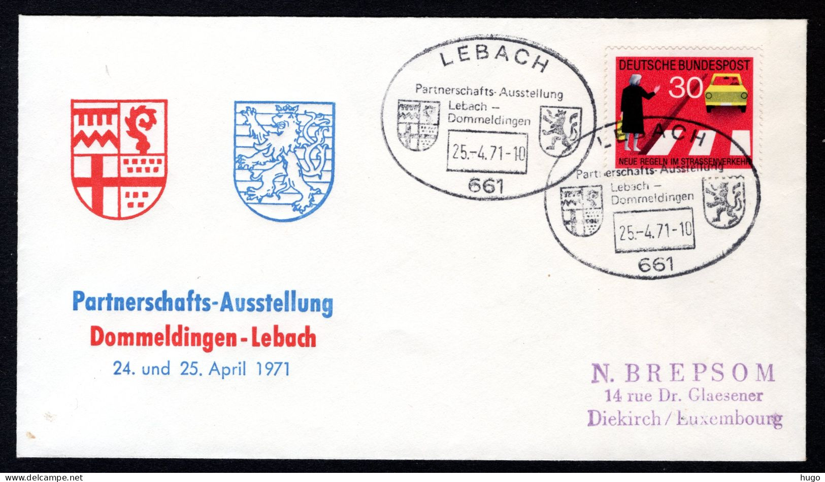 DUITSLAND Partnerschafts Ausstellung 25-4-1971 LEBACH - Covers & Documents