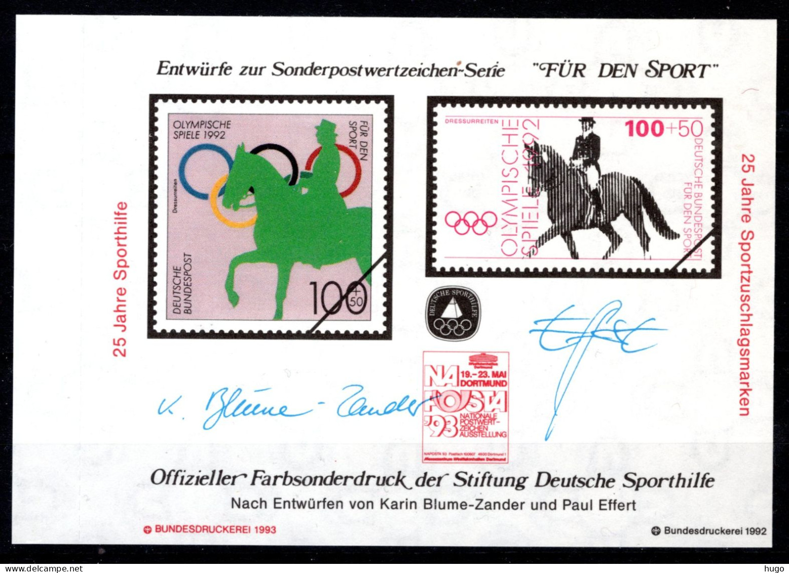 DUITSLAND Farbesonderdruck Stiftung Deutsche Sporthilfe 1992 - Neufs