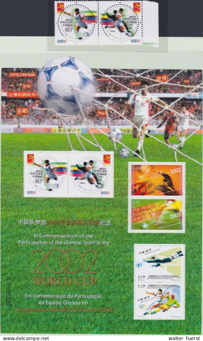 CHINA 2002-11, "FOOTBALL World Championship", M/s CN/HK/MA + Series UM - Blocs-feuillets