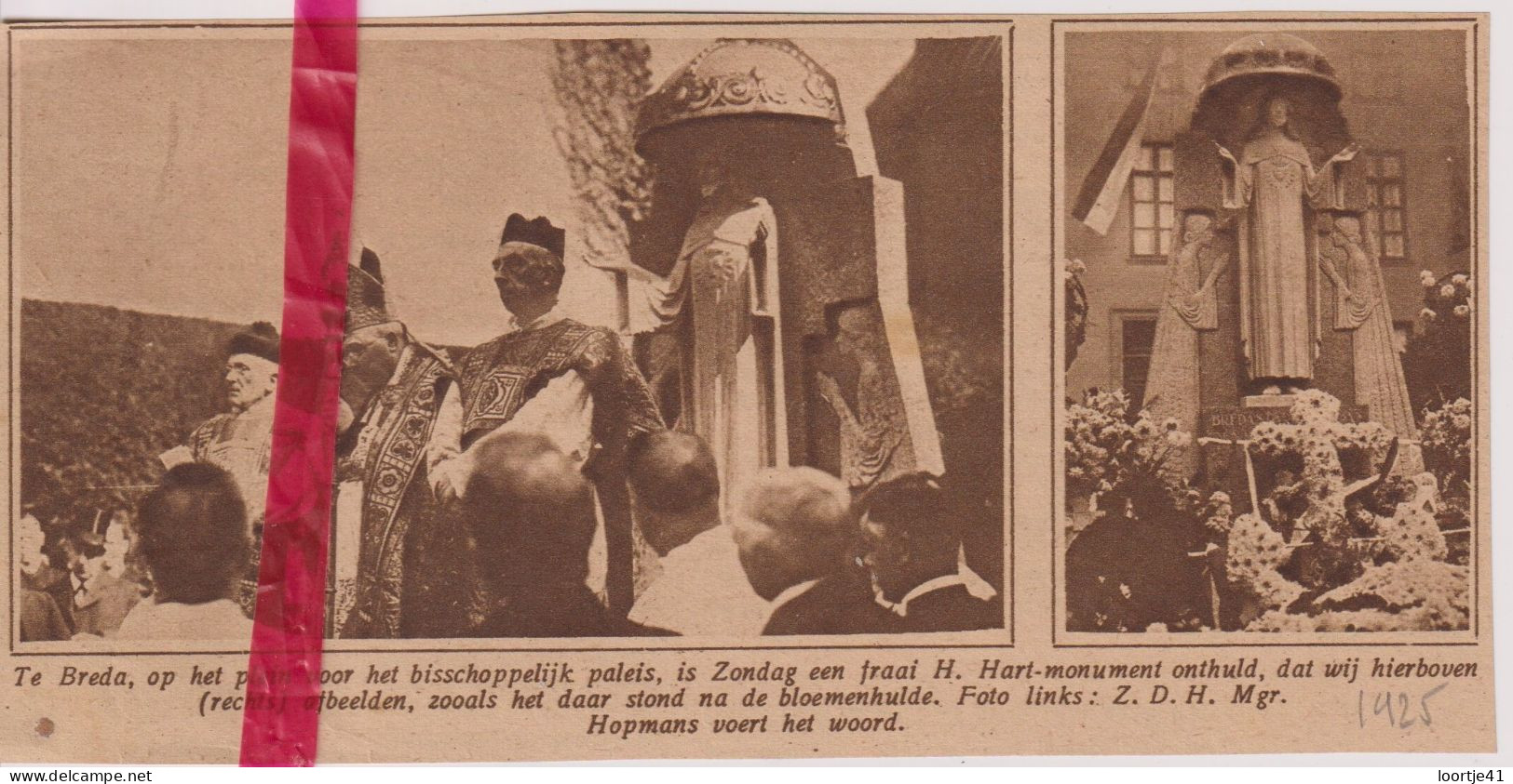 Breda - Onthulling H. Hart Monument - Orig. Knipsel Coupure Tijdschrift Magazine - 1925 - Ohne Zuordnung