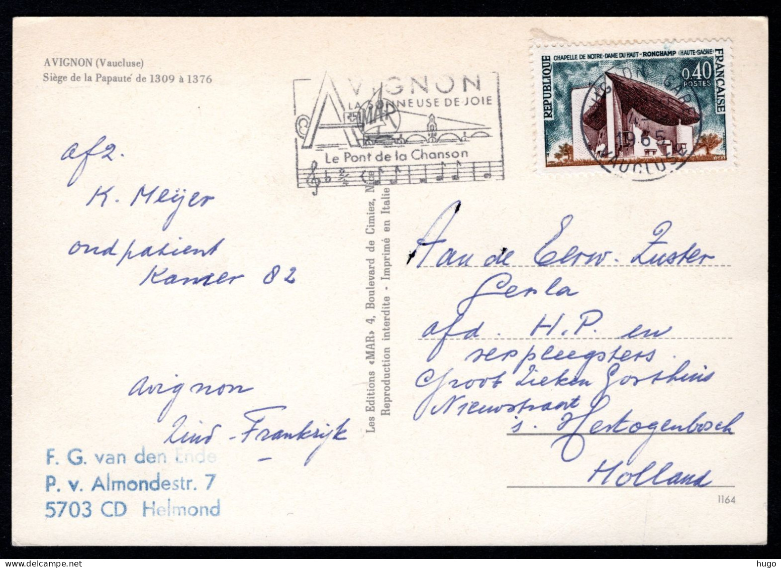 FRANKRIJK Yt. 1435 Postkaart 1965 - Covers & Documents