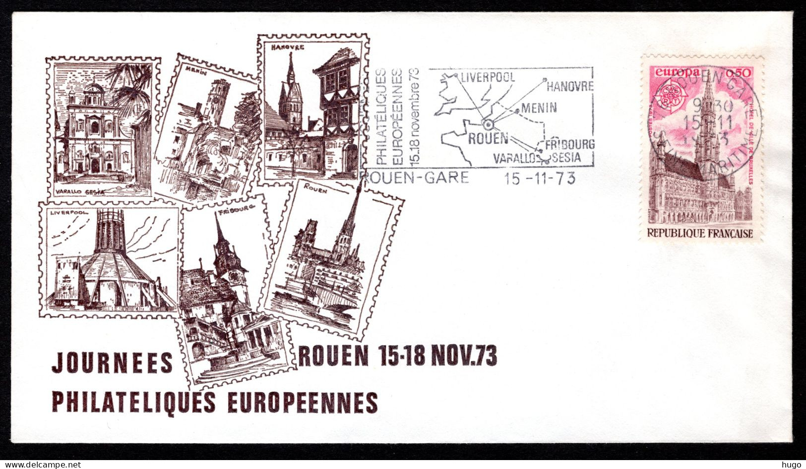 FRANKRIJK Journees Philateliques Rouen 15-18 Nov. 1973 - Covers & Documents