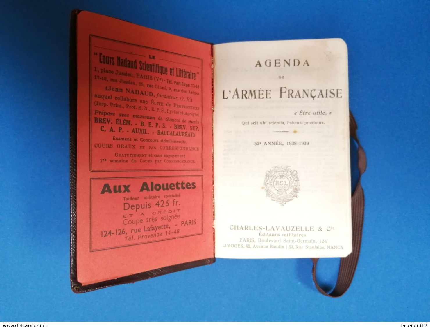 Agenda De L'Armée Française 52e Année1938-1939 Charles-Lavauzelle & Cie - Non Classés