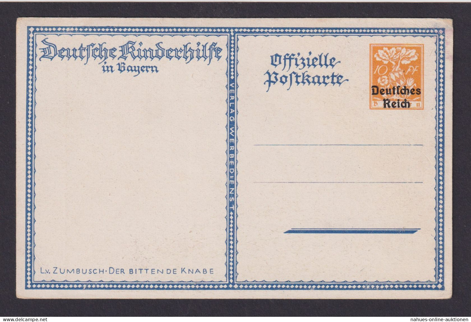 Bayern Deutsches Reich Künstler L.v Zumbusch Ganzsache Ansichtskarte Kinderhilfe - Lettres & Documents
