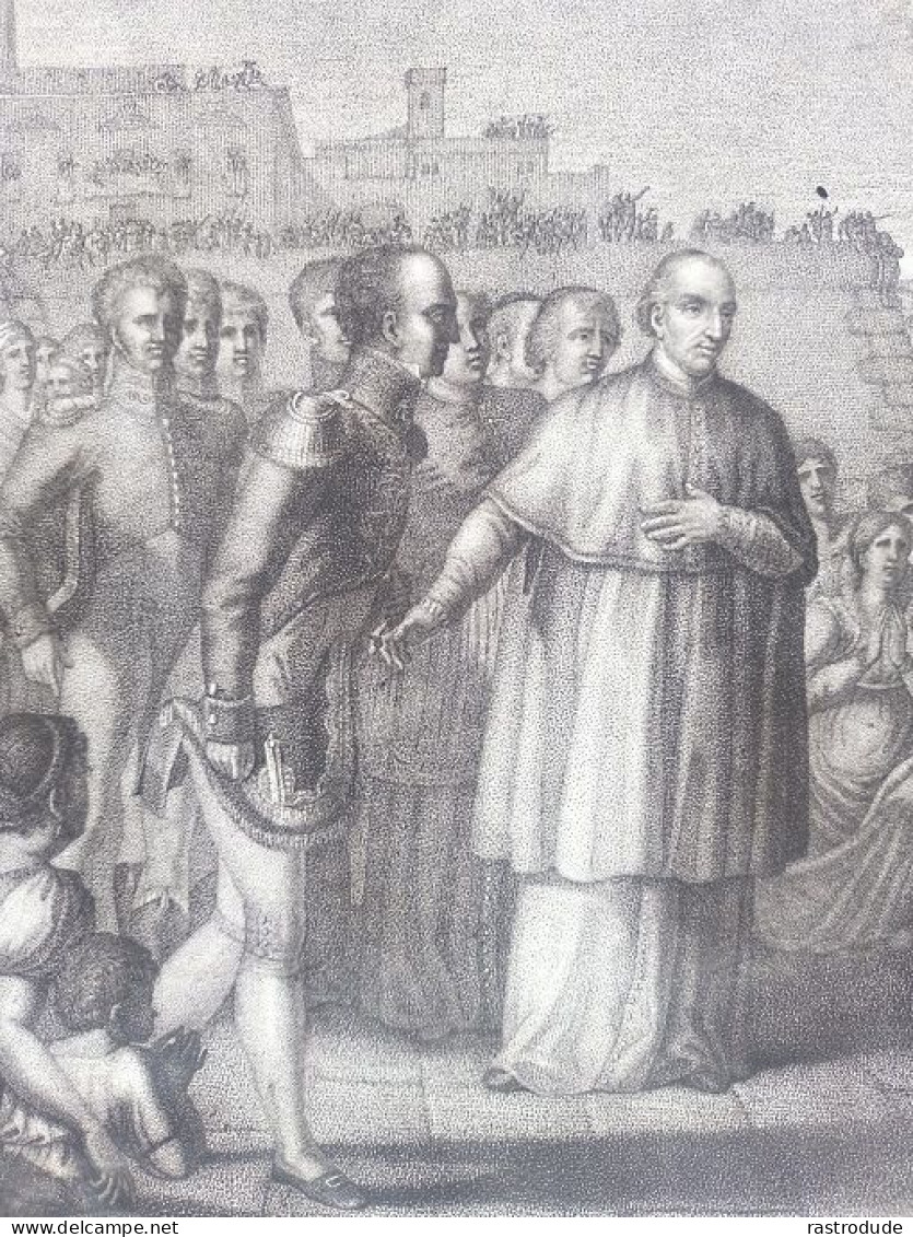 1800 - 1815 INCISIONE  VINCENZO BENUCCI - PAPA PIO XII LASCIA I SUOI TERRITORI DOPO L'INVASIONE NAPOLEONICA - Estampes & Gravures