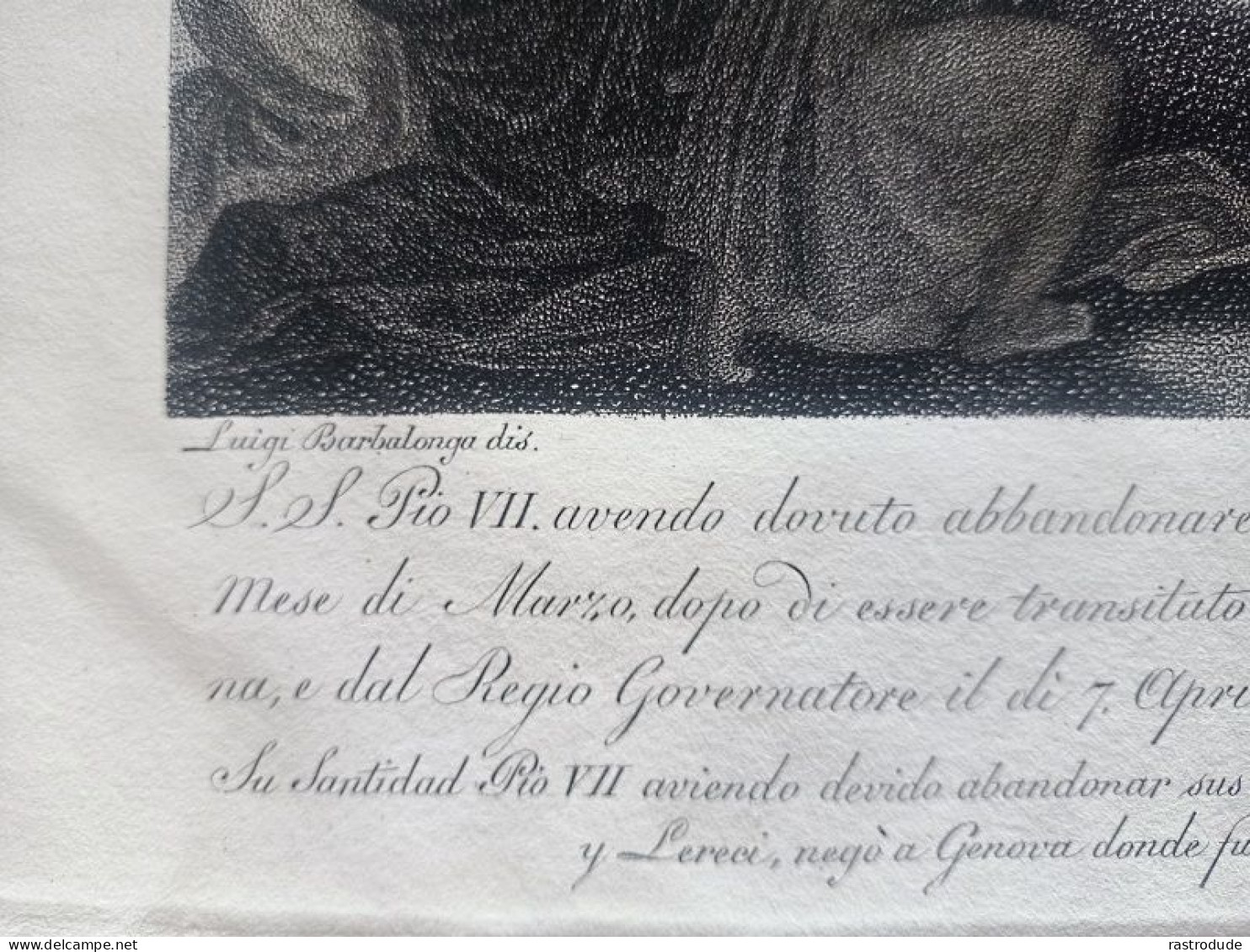 1800 - 1815 INCISIONE  VINCENZO BENUCCI - PAPA PIO XII LASCIA I SUOI TERRITORI DOPO L'INVASIONE NAPOLEONICA - Estampes & Gravures