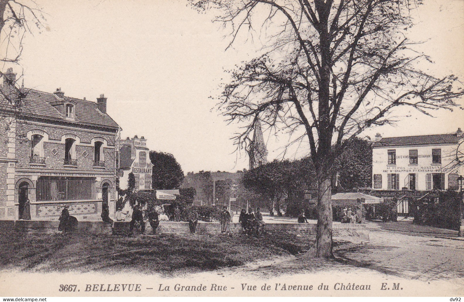 HAUTS DE SEINE BELLEVUE LA GRANDE RUE VUE DE L AVENUE DU CHATEAU - Meudon