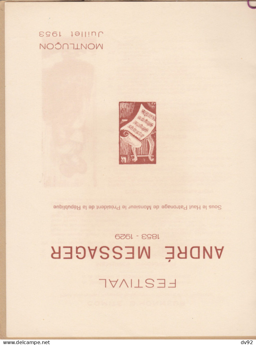 PROGRAMME FESTIVAL ANDRE MESSAGER MONTLUCON 1953 - Programmes