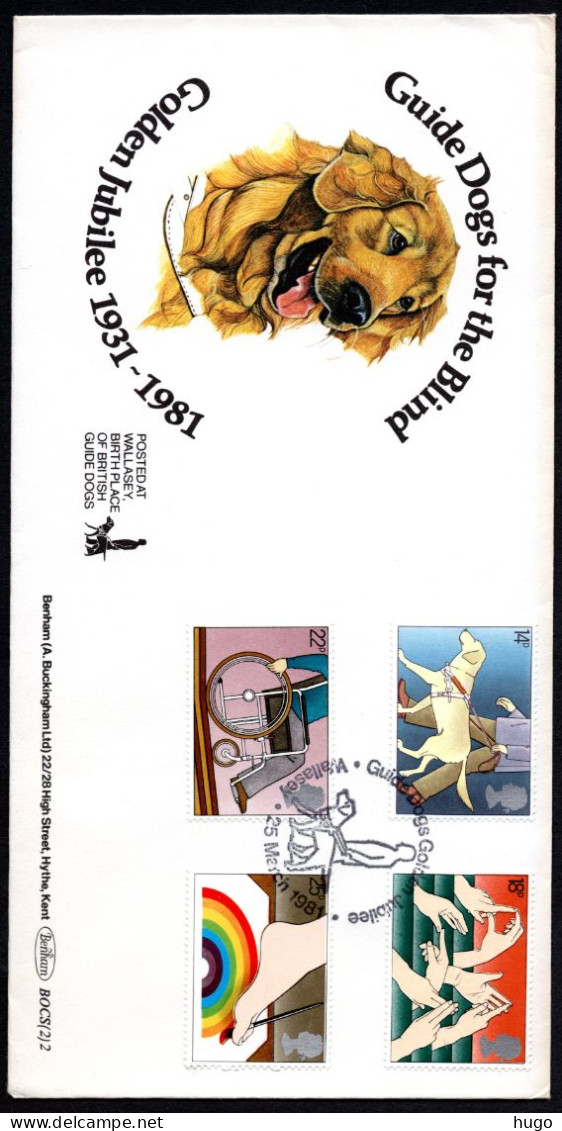 GROOT BRITTANIE Yt. 976/979 FDC Guide Dogs For The Blind 1981 - 1981-1990 Em. Décimales