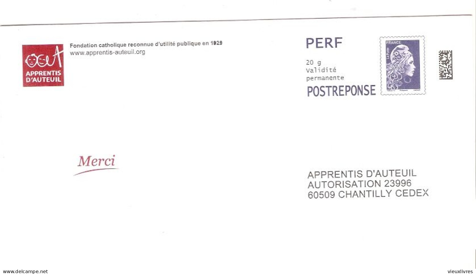 409994 Apprentis D'Auteuil Prêt-à-poster PAP Yseult YZ Entier Postal PERF - Prêts-à-poster:Answer/Marianne L'Engagée