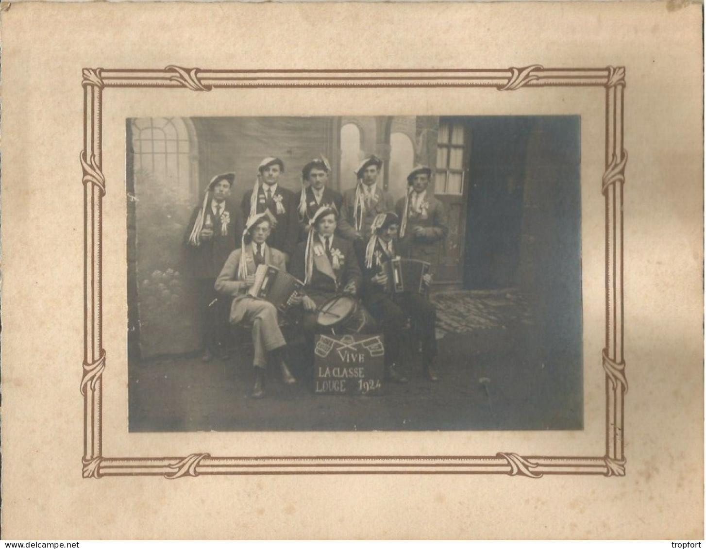 PHOTO Originale GROUPE LA CLASSE LOUGE 1924  Musique Accordéon Bandonéon - Anonymous Persons