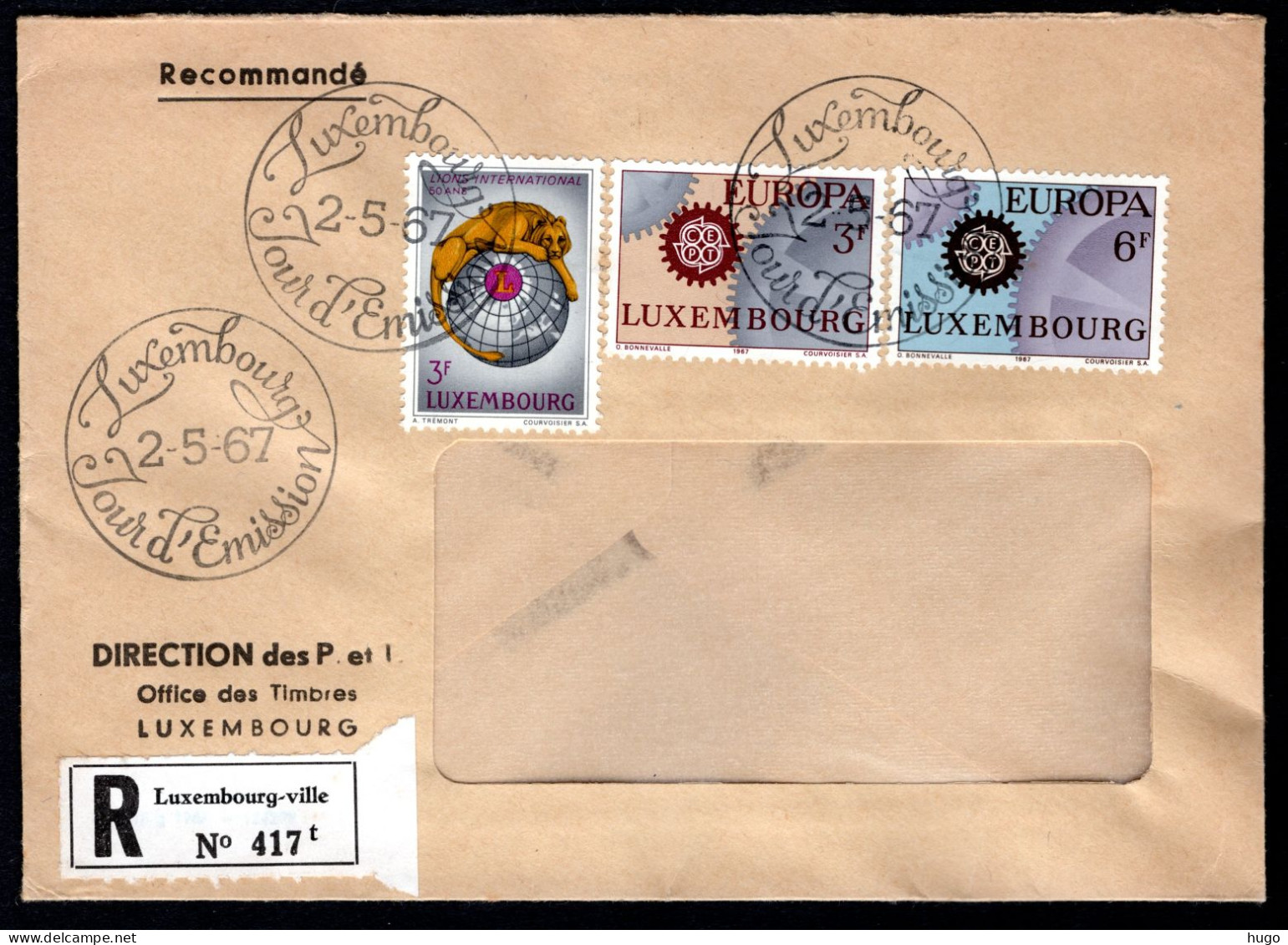 LUXEMBURG Yt. 699/701 FDC 1967 - FDC