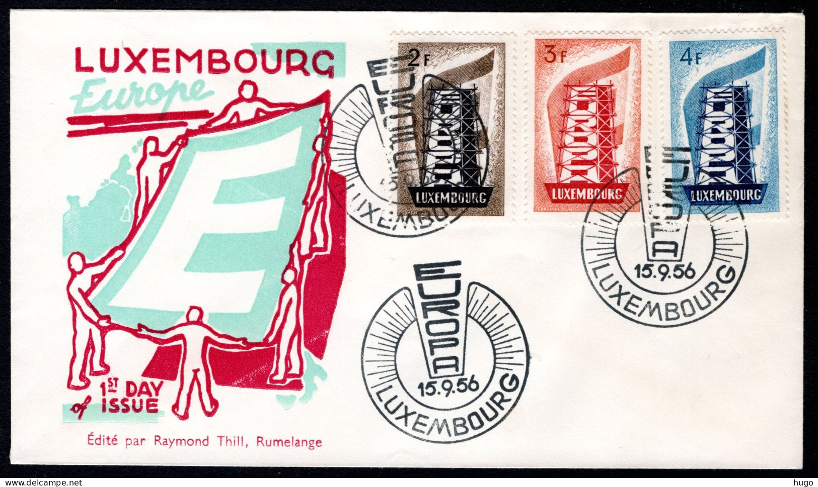 LUXEMBURG Yt. 514/516 FDC 1956 - FDC