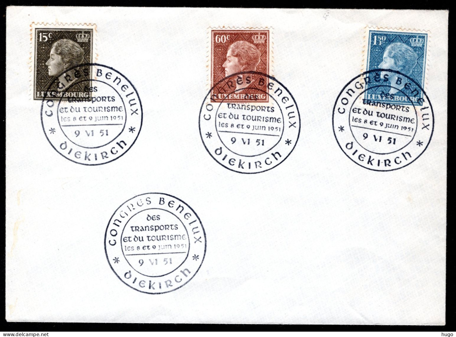 LUXEMBURG Yt. 414-416-419 FDC 1951 - Congres Benelux Diekirch - Covers & Documents