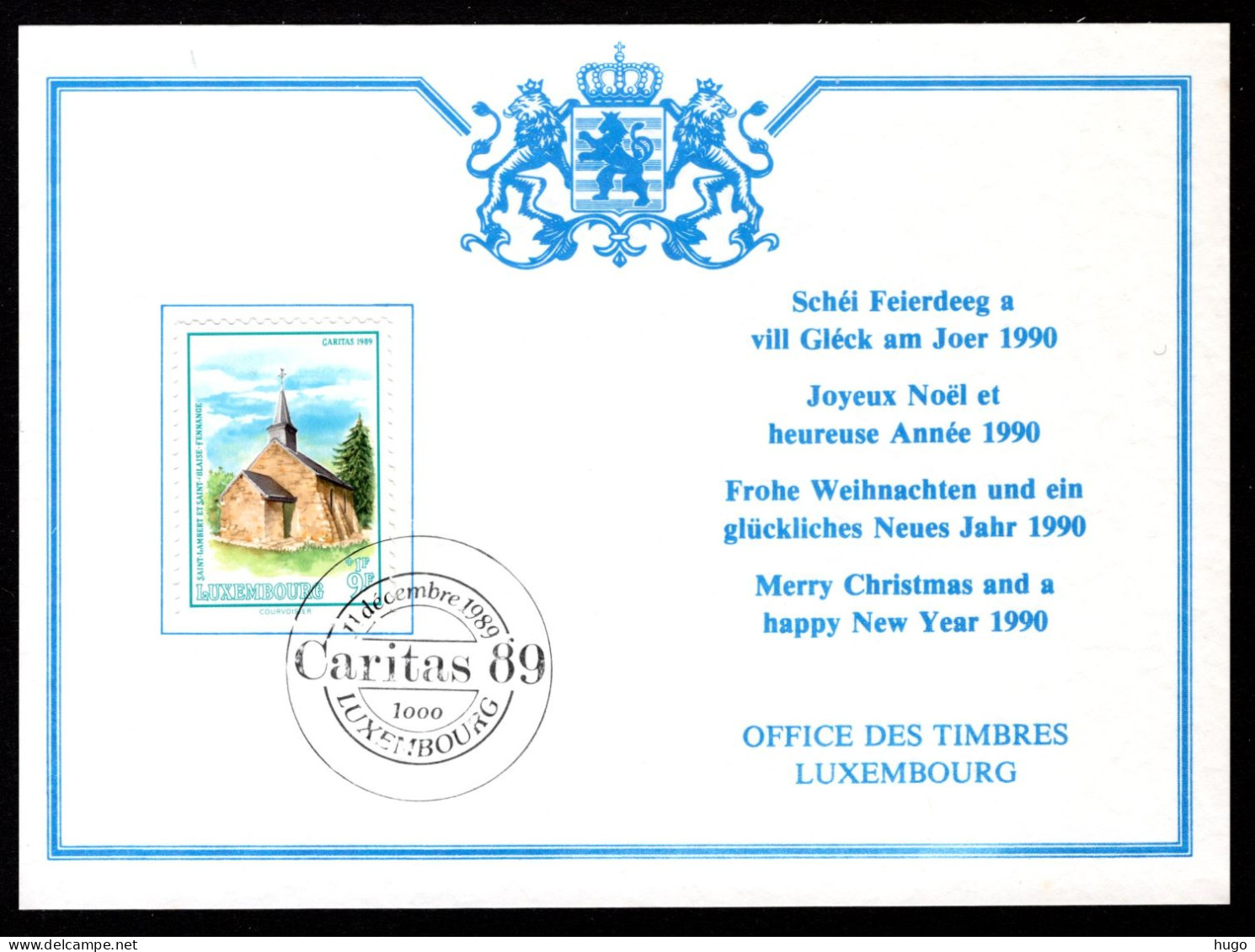 LUXEMBURG Yt. 1182 FDC Caritas 1989 - FDC