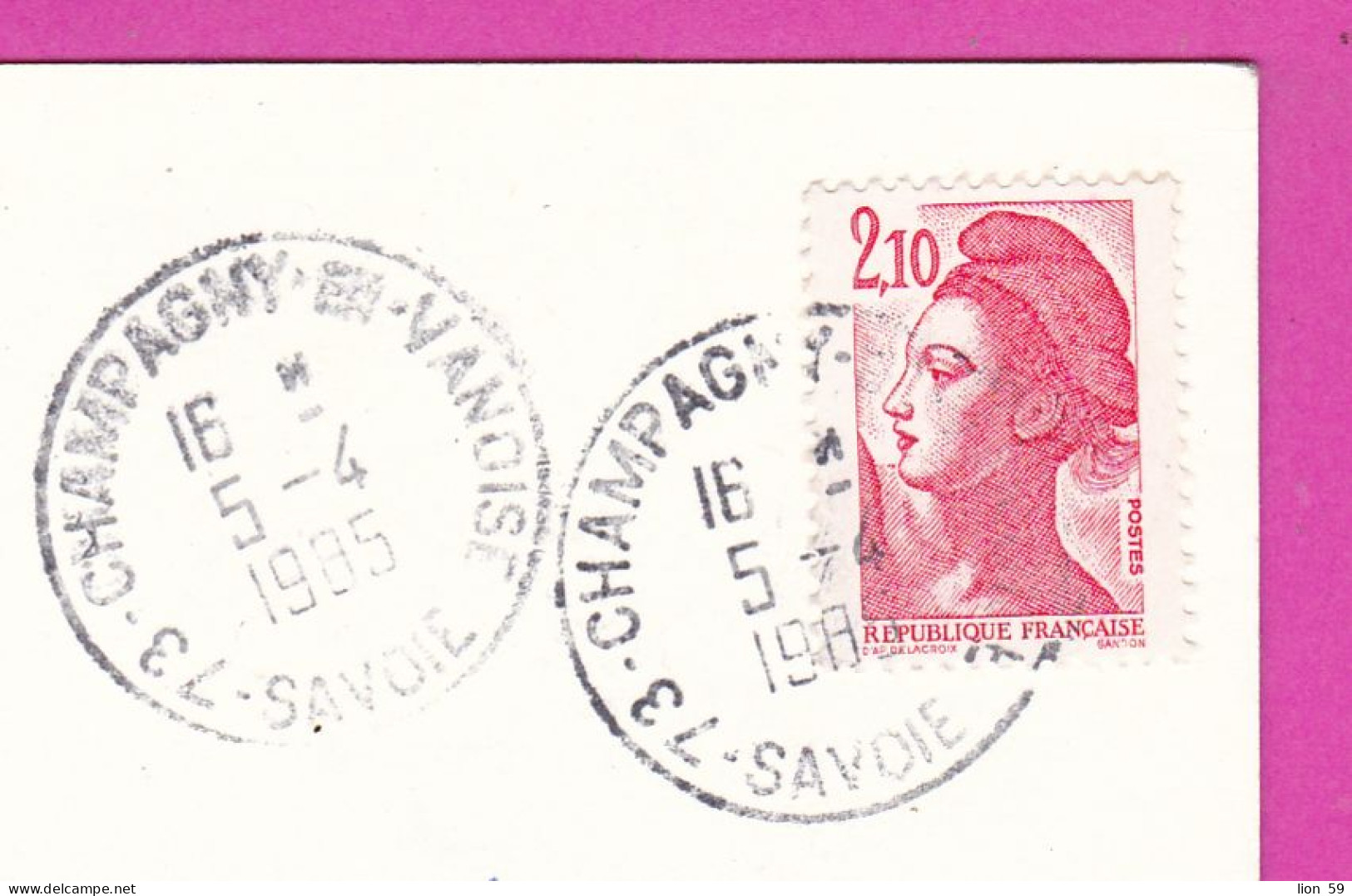 294227 / France - Massif De La Grande-Plagne (Savoie) Vue Aerienne PC 1985 Postage Due USED 2.10 Fr. Liberty Of Gandon - 1982-1990 Liberty Of Gandon