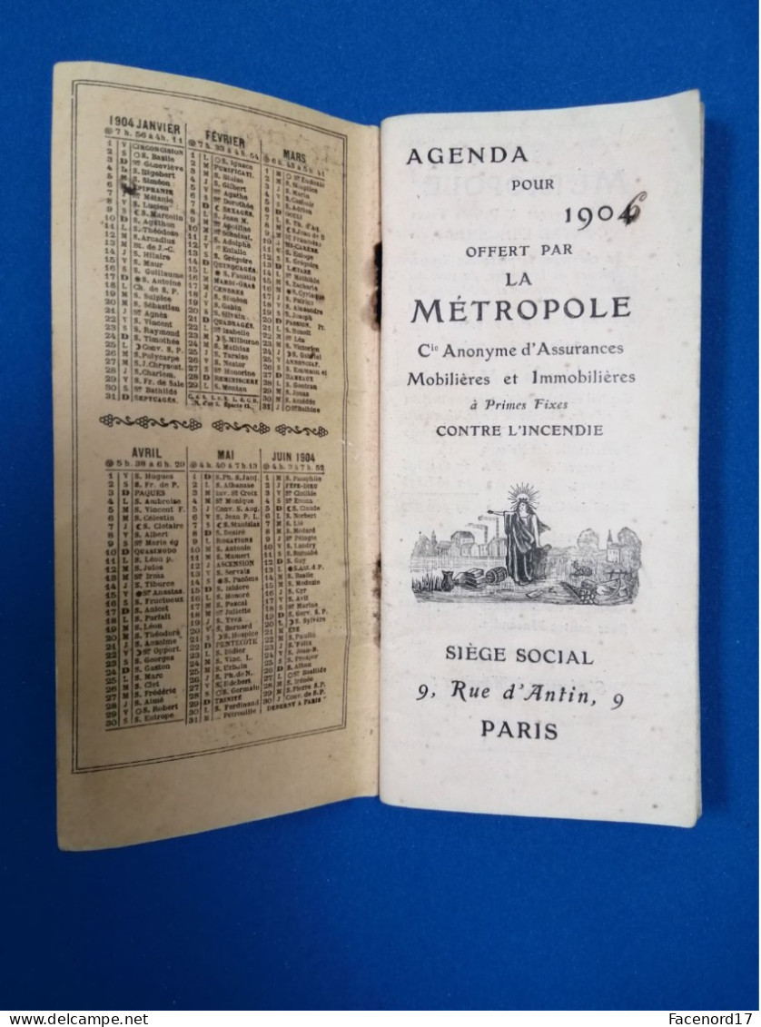 Agenda De Poche 1904 La Métropole 9 Rue D'Antin Paris - Ohne Zuordnung