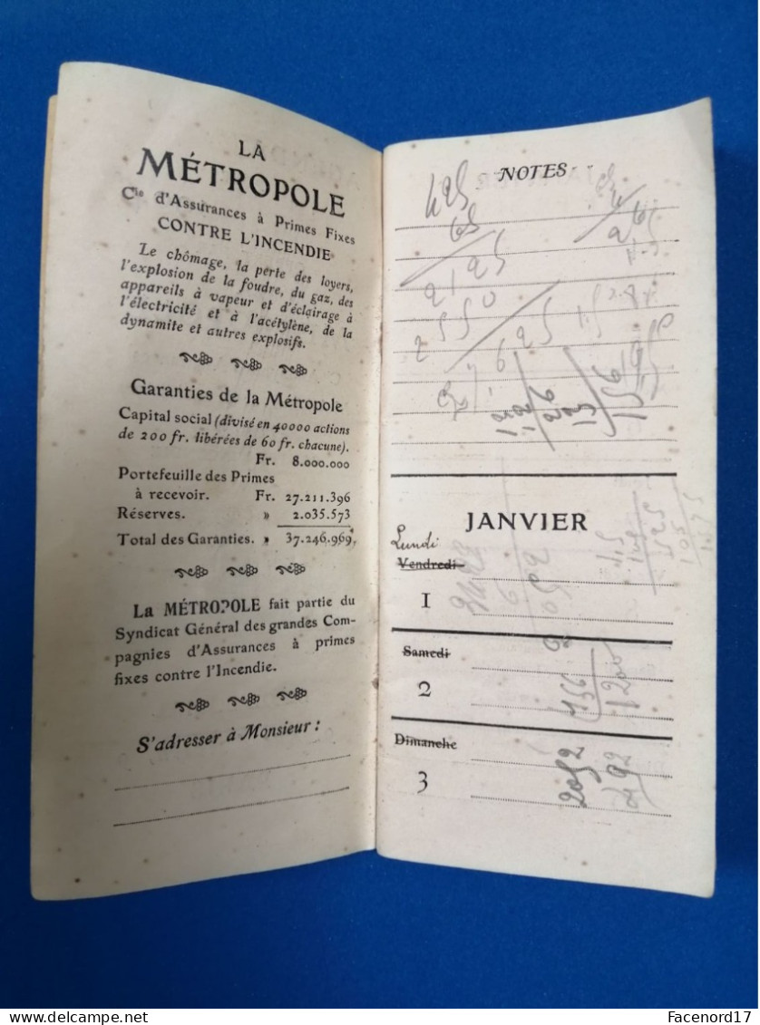 Agenda De Poche 1904 La Métropole 9 Rue D'Antin Paris - Unclassified