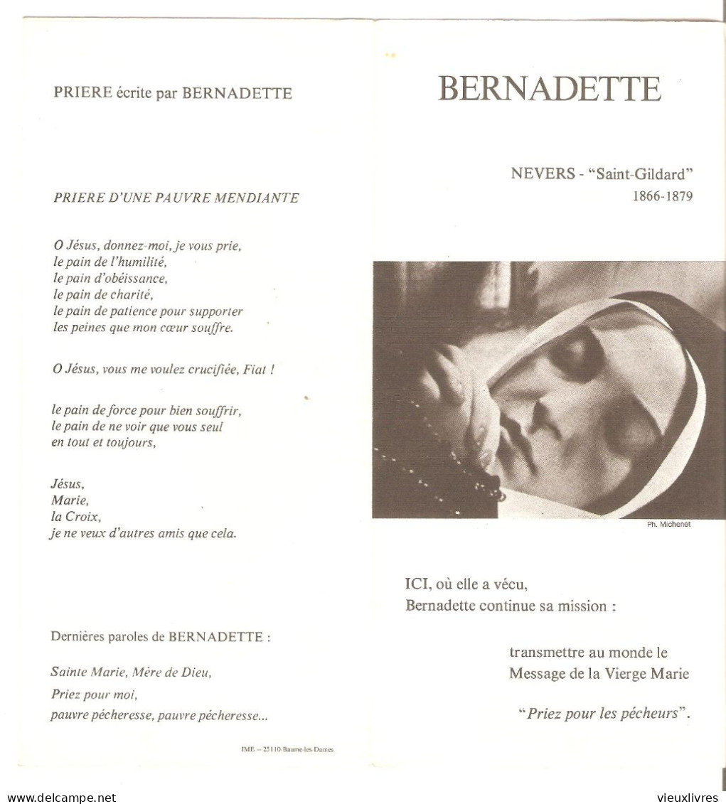 Folder Sainte Bernadette Petit Feuillet Avec Prières - Religion & Esotérisme