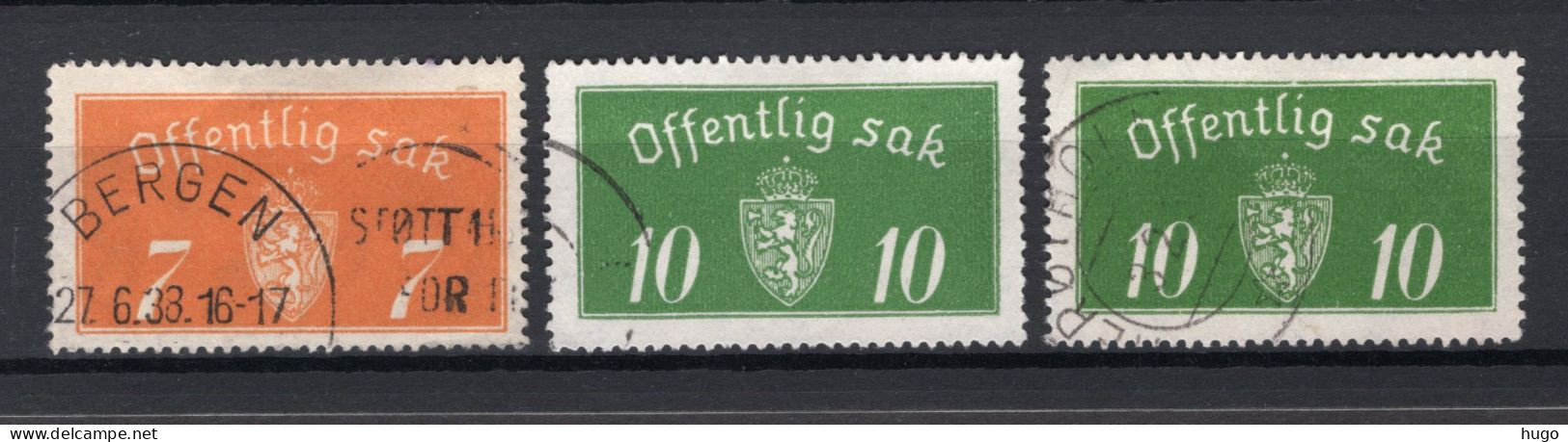 NOORWEGEN Yt. S11/12° Gestempeld Dienstzegel 1933-1937 - Officials