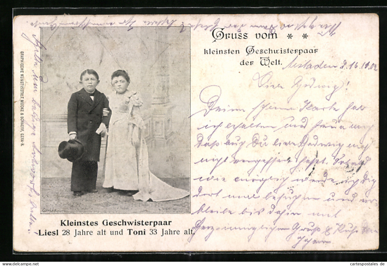 AK Kleinstes Liliputaner-Geschwisterpaar Liesl Und Toni  - Other & Unclassified