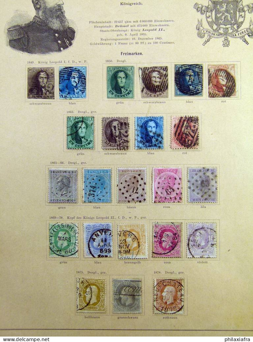 Collection Belgique Pages D'album 1849-1894 Timbres Oblitéré 5 Francs Léopold - Collections