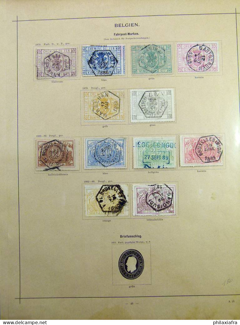 Collection Belgique pages d'album 1849-1894 timbres oblitéré 5 Francs Léopold