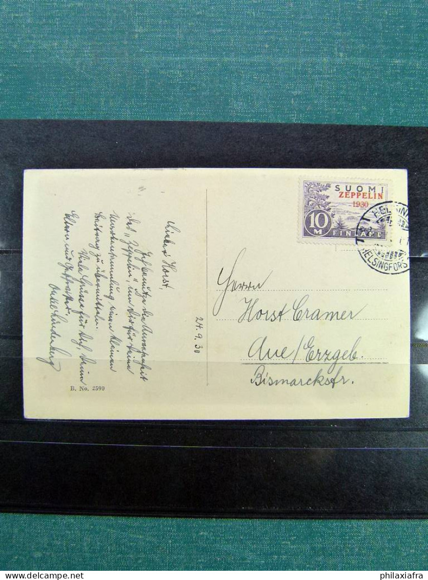 1930, Finlande, Carte Postale Avec 10 M. Zeppelin Timbres - Collections