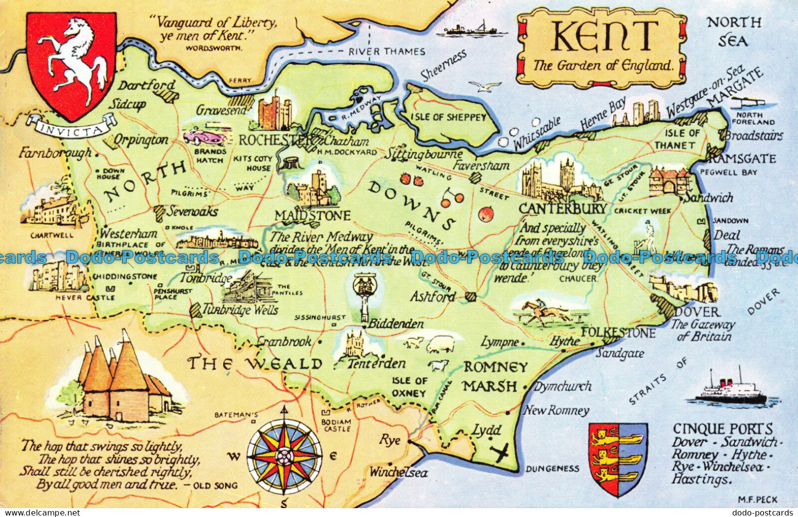 R069914 Kent. The Garden Of England. A Map. Salmon - World