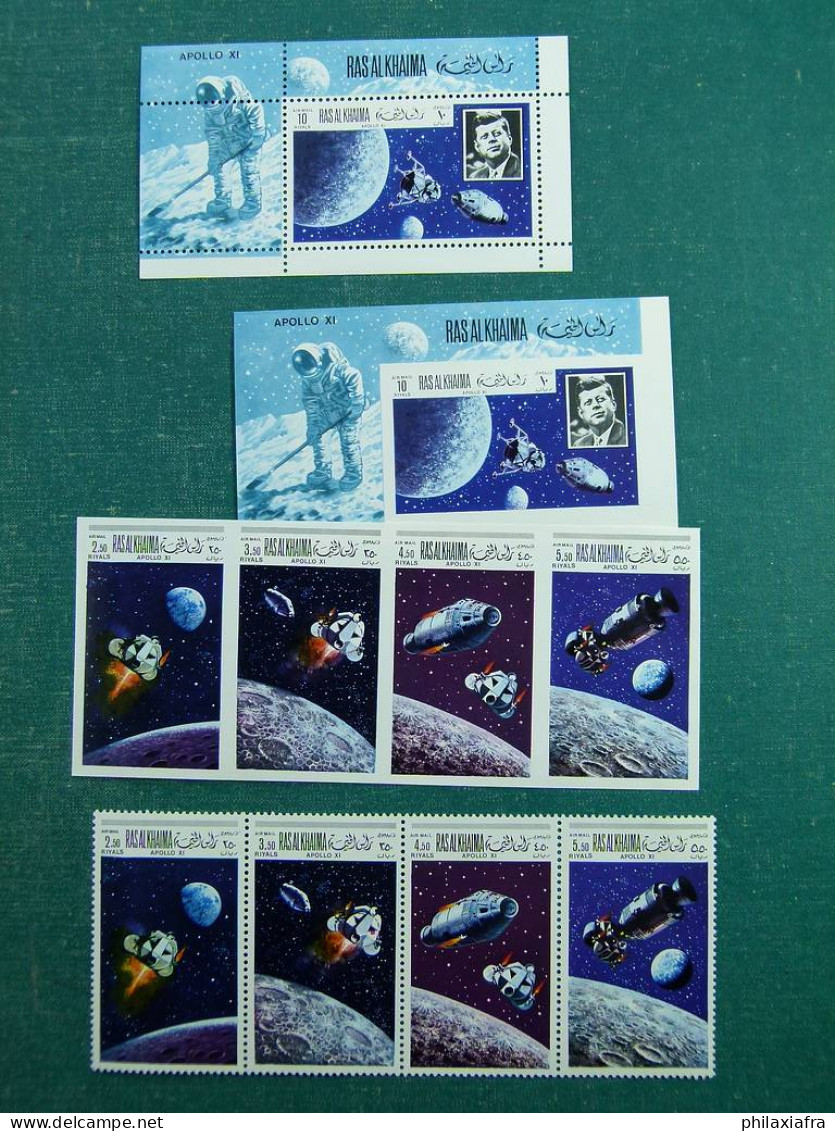 Lot Space timbres neufs ** aussi non dentelés dorés et feuilletés d'or CV