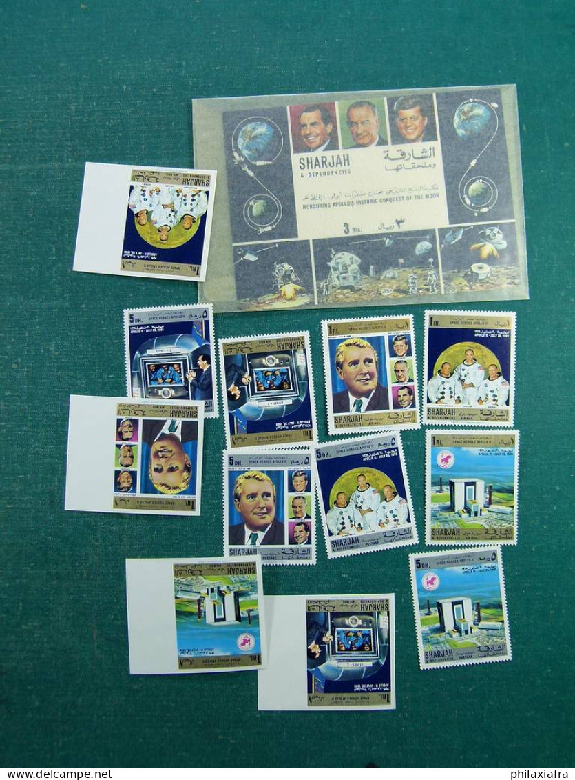 Lot Space timbres neufs ** aussi non dentelés dorés et feuilletés d'or CV